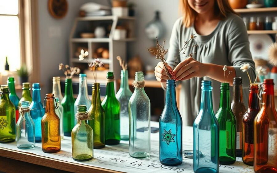 Como fazer artesanato com garrafas de vidro em casa